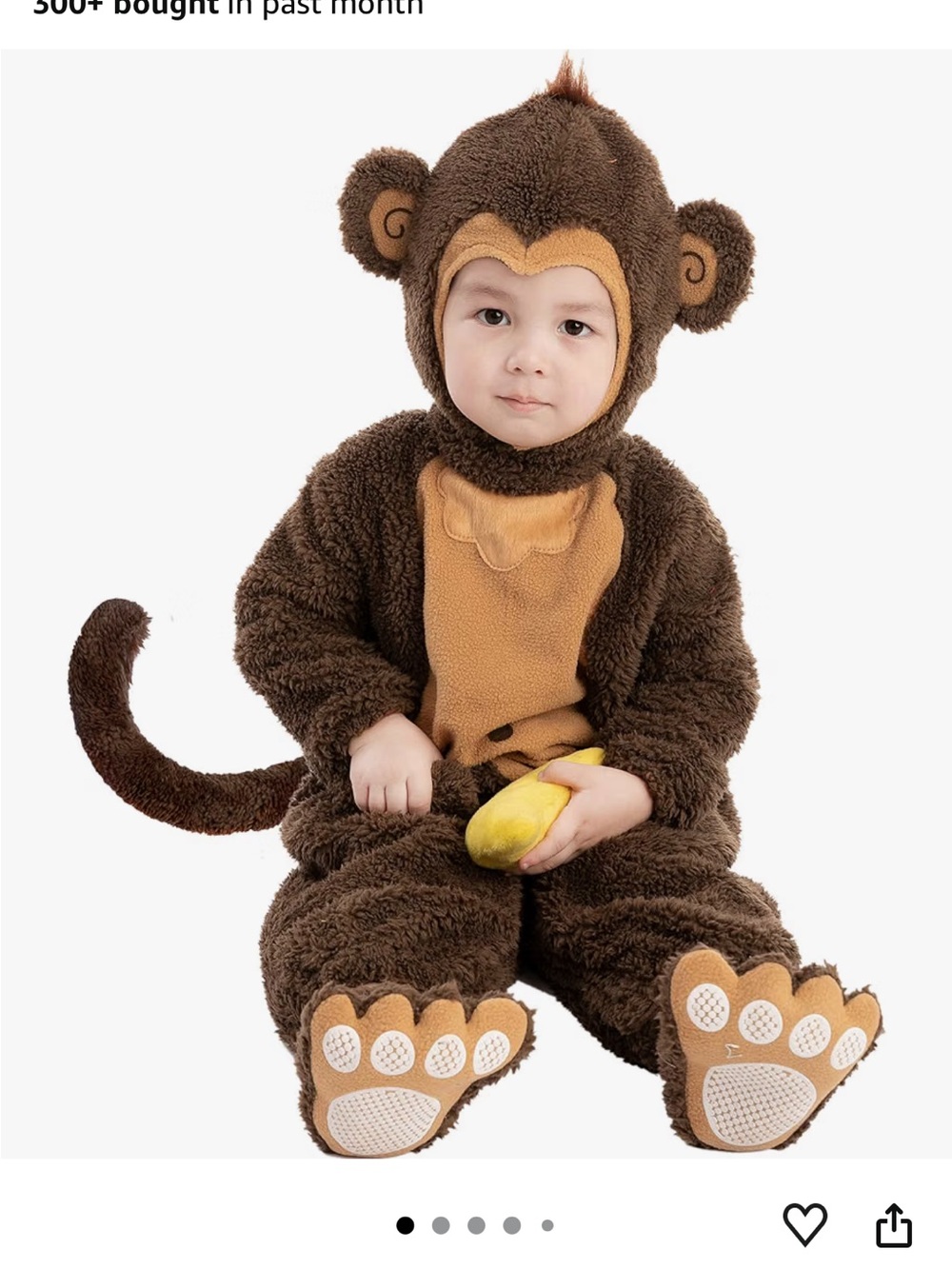 Kids Plush Monkey One-Piece Costume - Brown